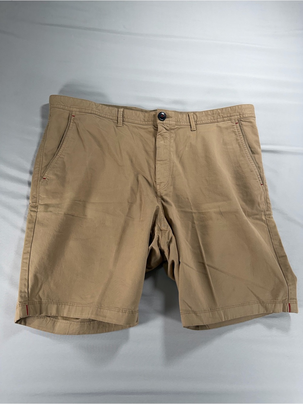 Michael Kors Mens Chino Shorts Size 38 Tan Khaki Flat Front Stretch #1032